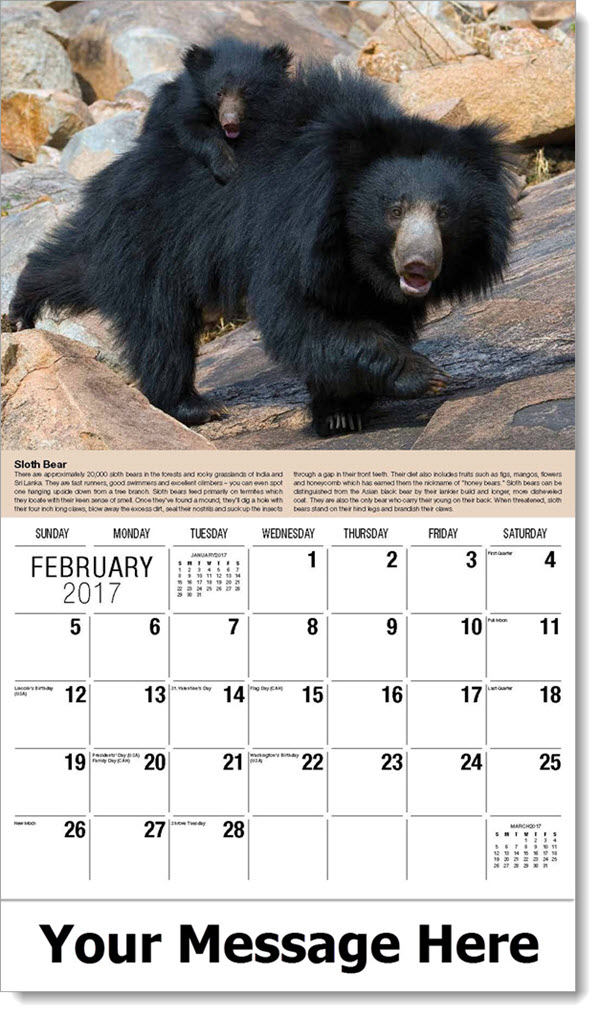 International Wildlife Promo Calendar | Custom Imprinted ...