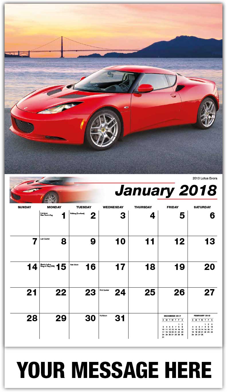 Exotic Car Calendar 65¢ Business Advertising Promotional Calendars