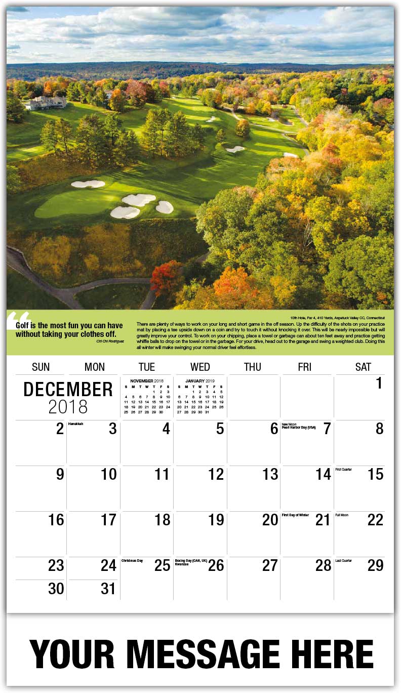 Golf Swing Tips Best Golf Holes Promo Calendars low as 65¢