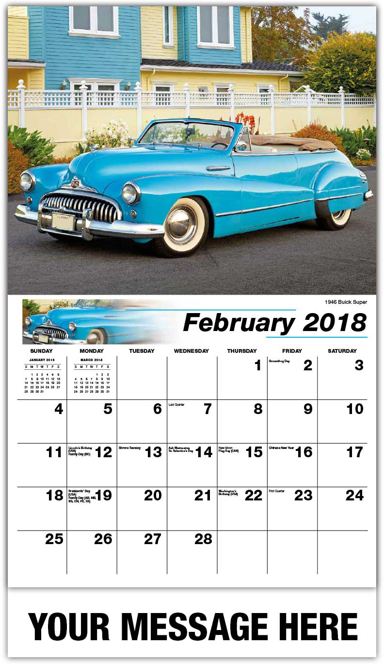 GM Classic Cars Calendar 65¢ Vintage Car Promotional Wall Calendar