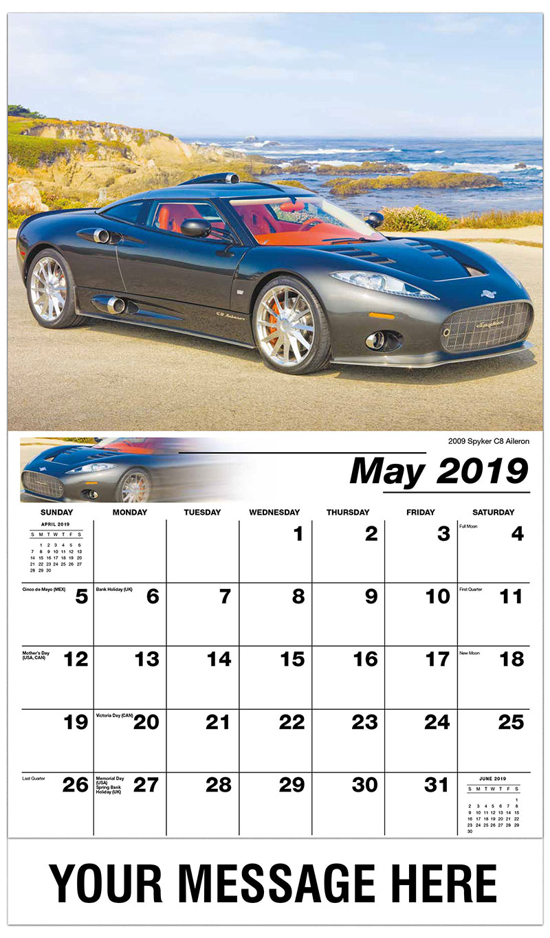 Exotic Car Promotional Calendar 65¢ Business Advertising Calendar