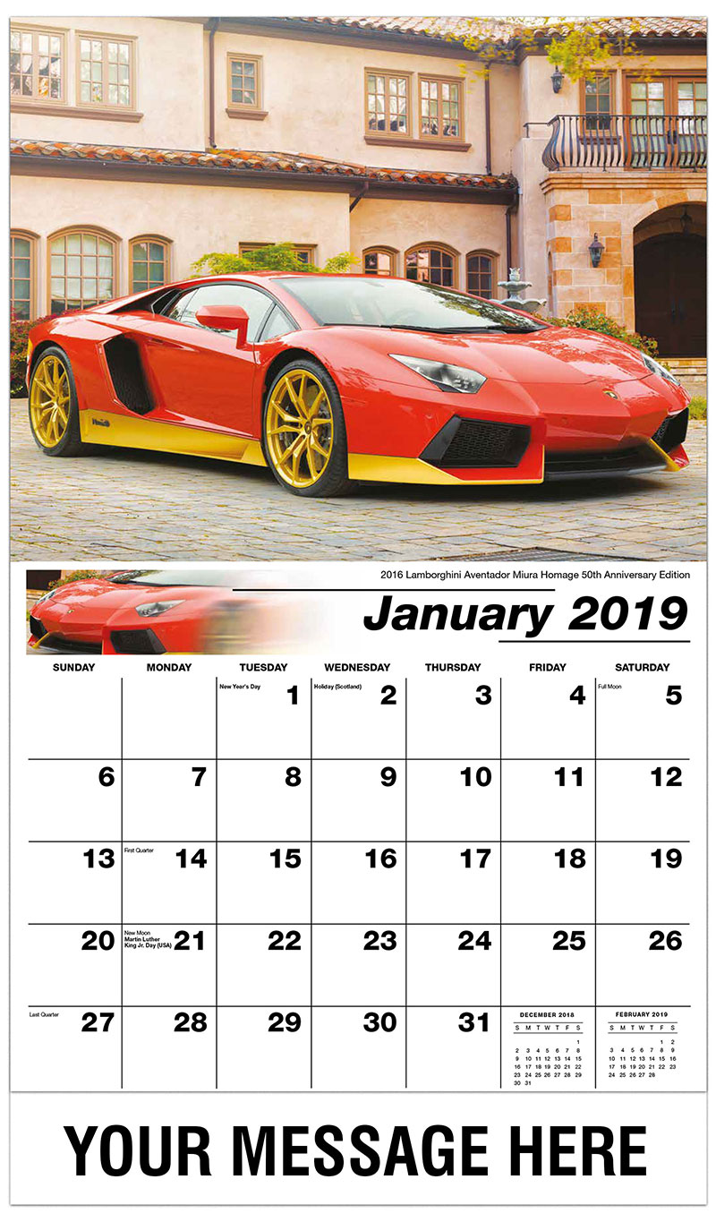 Exotic Car Promotional Calendar 65¢ Business Advertising Calendar