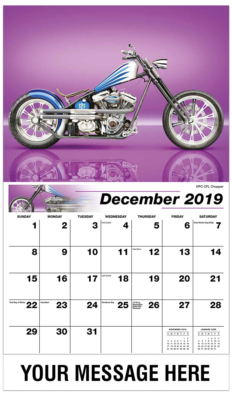 Custom Motorcycles Wall Calendar 65¢ Business advertising calendar