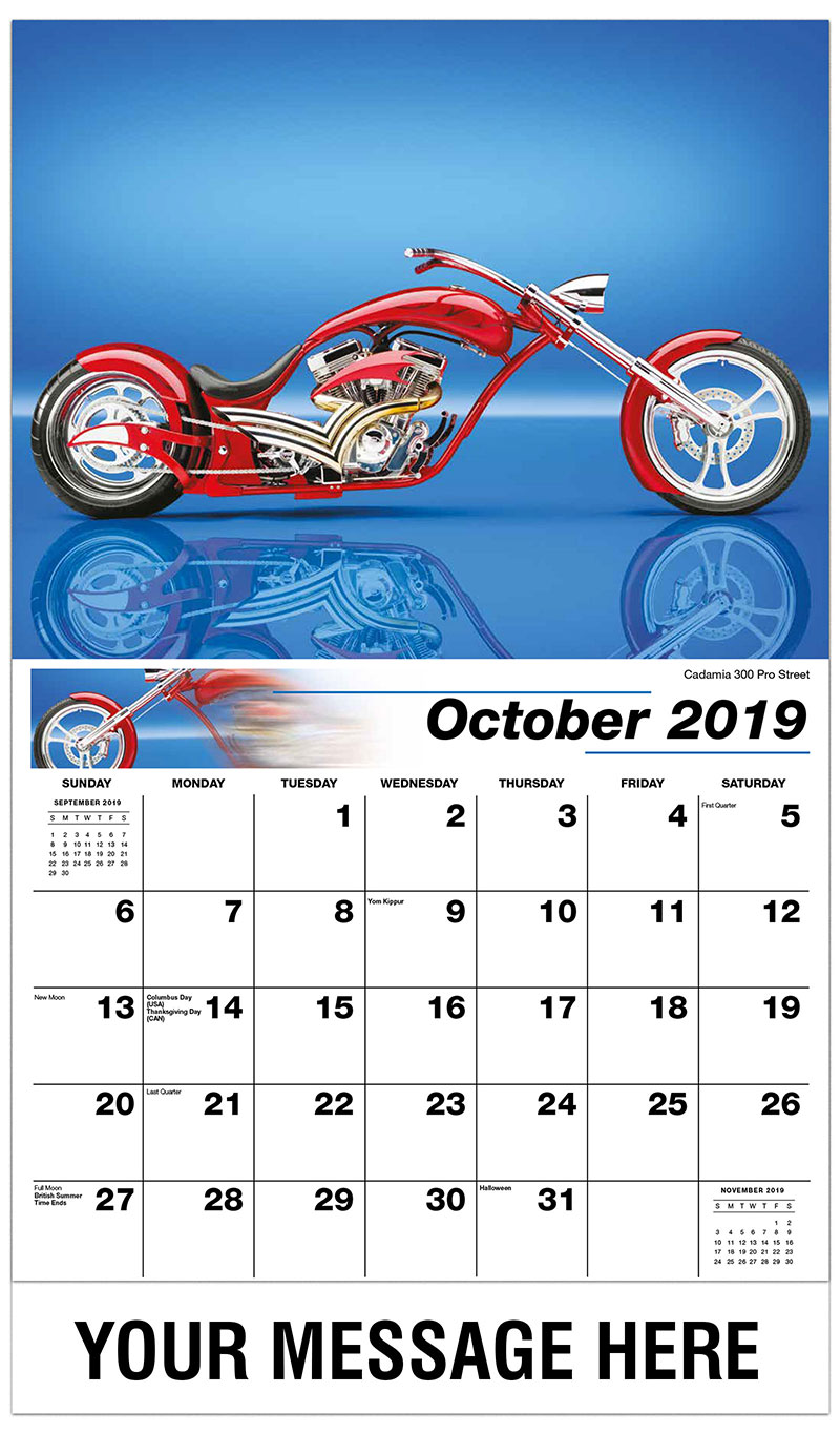 Custom Motorcycles Wall Calendar 65¢ Business advertising calendar
