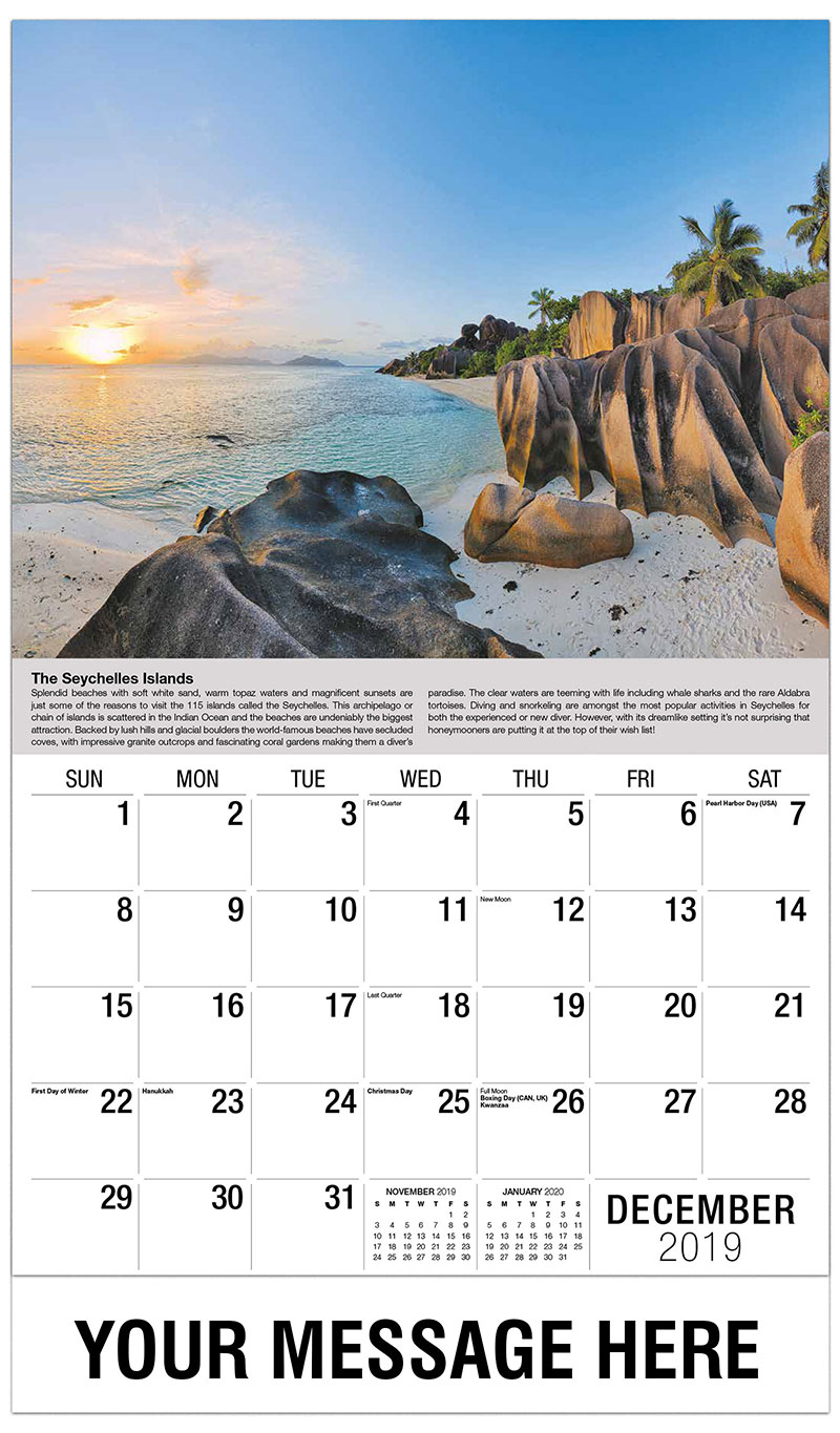 Travel Destinations of the World 65¢ Business Promo Calendar