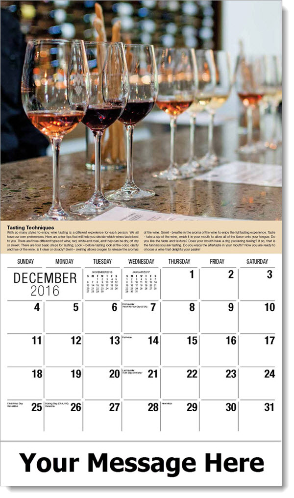 Wine Tips Promotional Calendar | Vintages | Wine Storage and Serving Tips