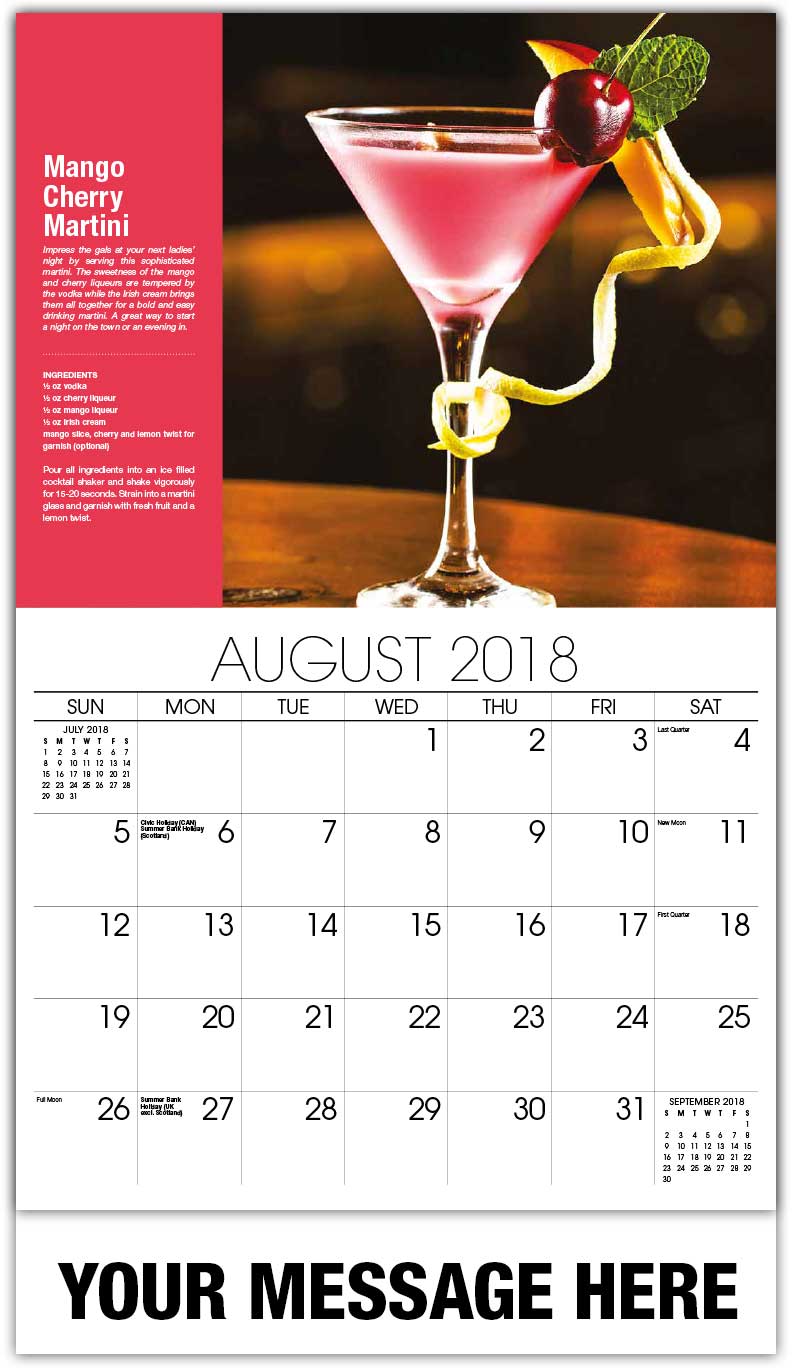 Cocktail and Drink Recipes Calendar | 65¢ Business Promotional Calendars