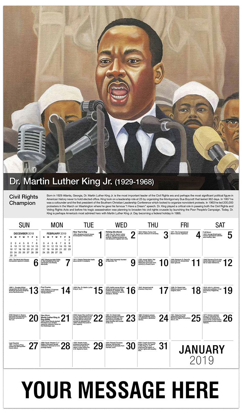 Black History Calendar | 65¢ African American History promotional calendar