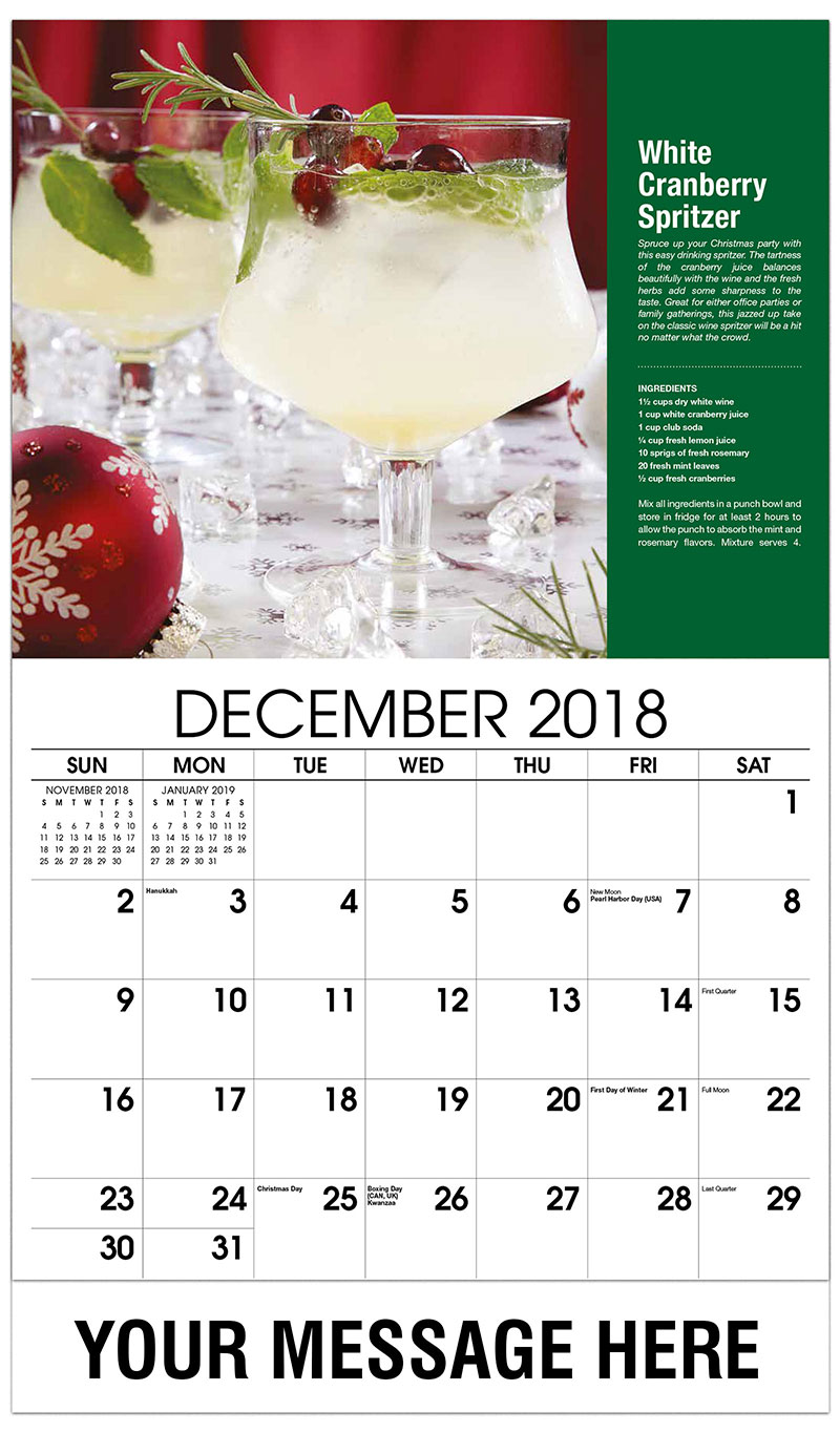 Cocktail and Drink Recipes Calendar | 65¢ Business Promotional Calendar