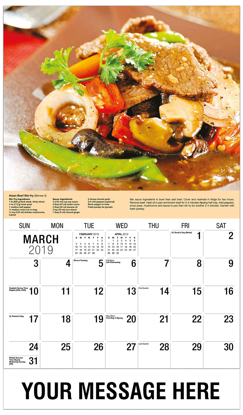 Recipes Promotional Calendar 65¢ Food Calendars for Business Advertising