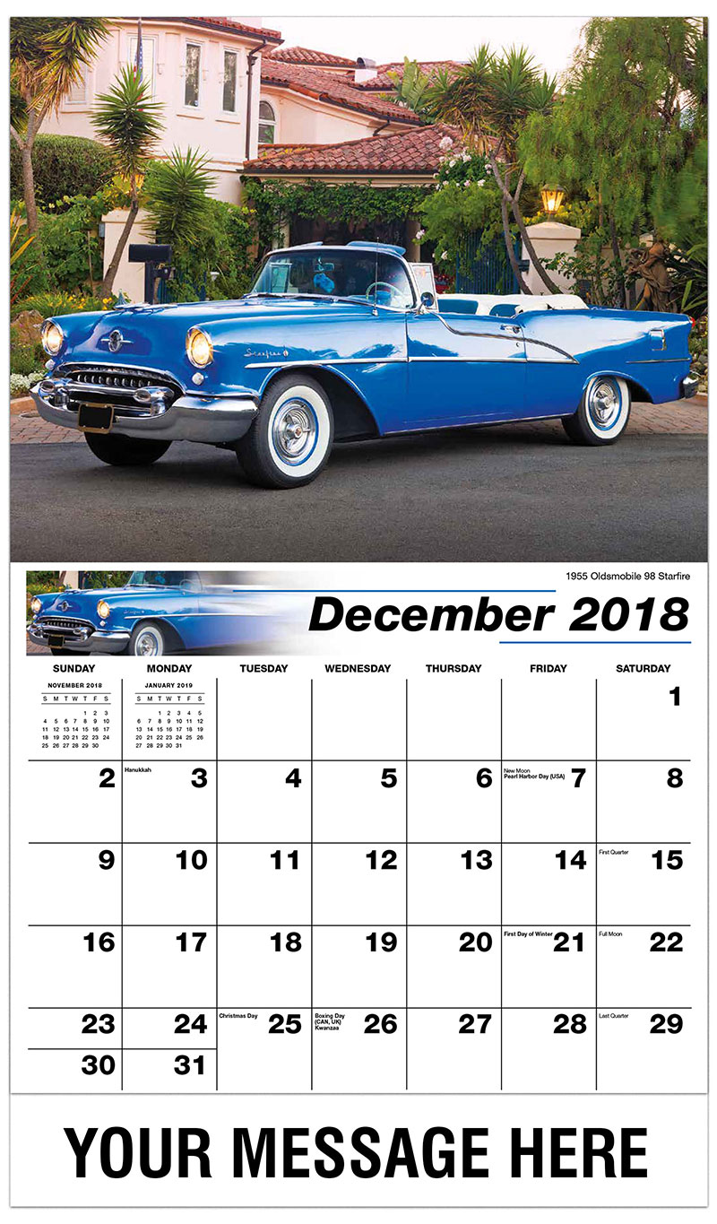 GM Classic Cars Calendar | 65¢ Promotional Calendar | Vintage Car Calendar