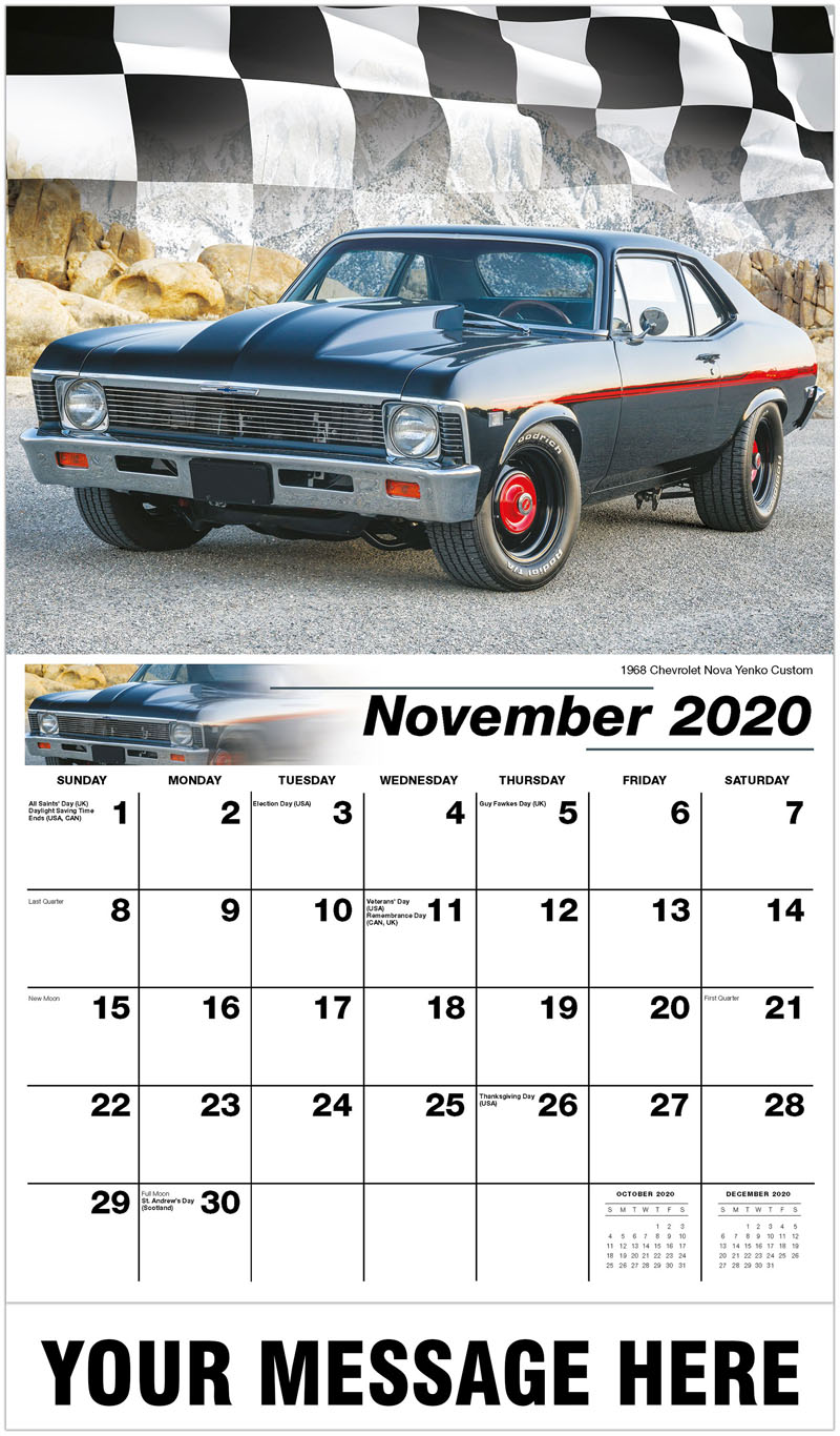 Hot Rods Muscle Cars Calendar 2020 Business Promo Calendar