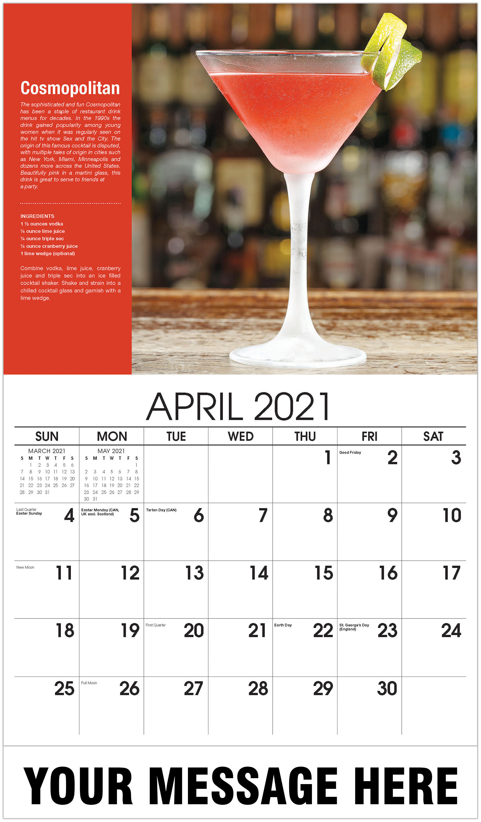 2021 Business Promo Calendar | Happy Hour - Cocktails and Bar Drinks