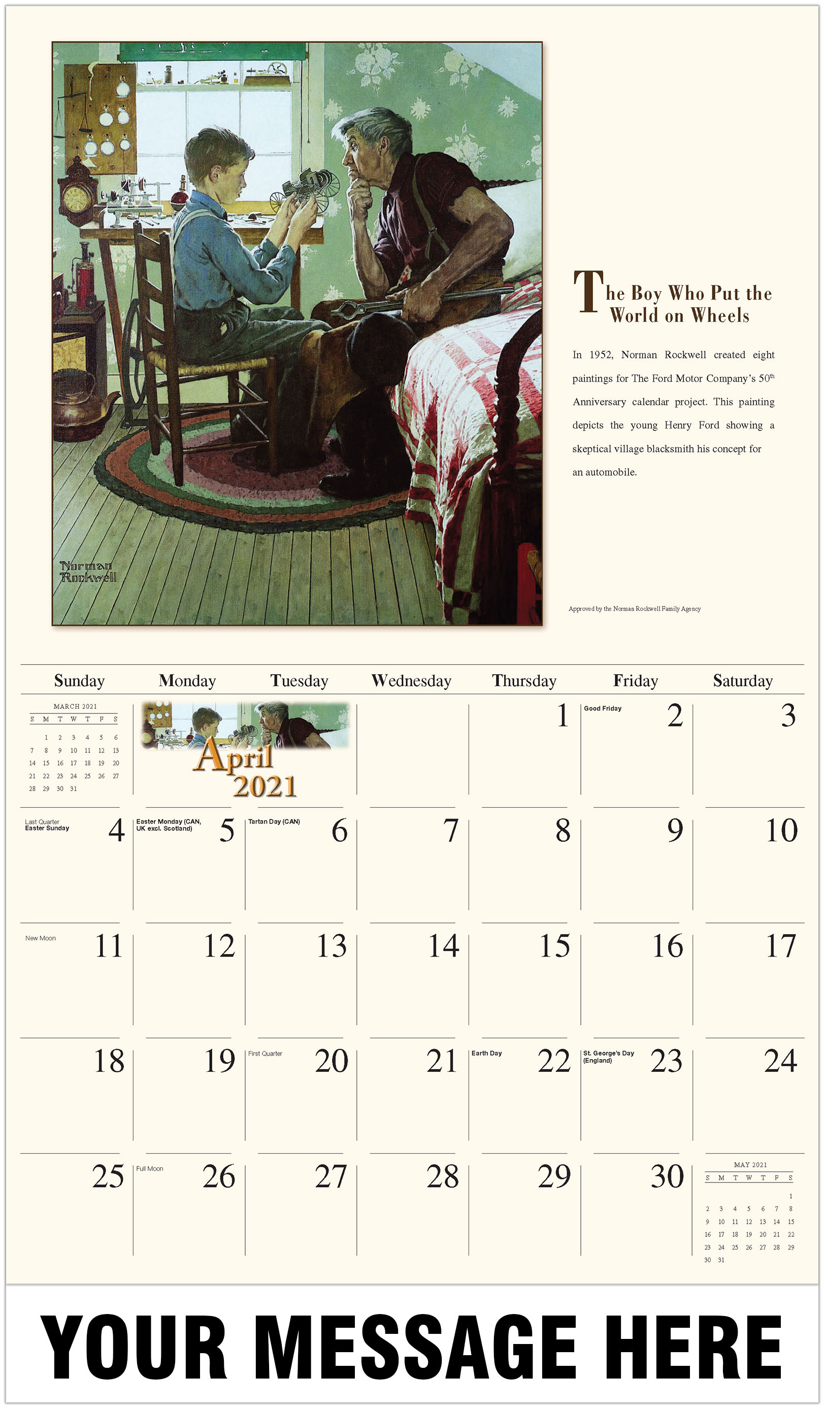 Norman Rockwell Art Promotional Calendar 2021 Business Promotional