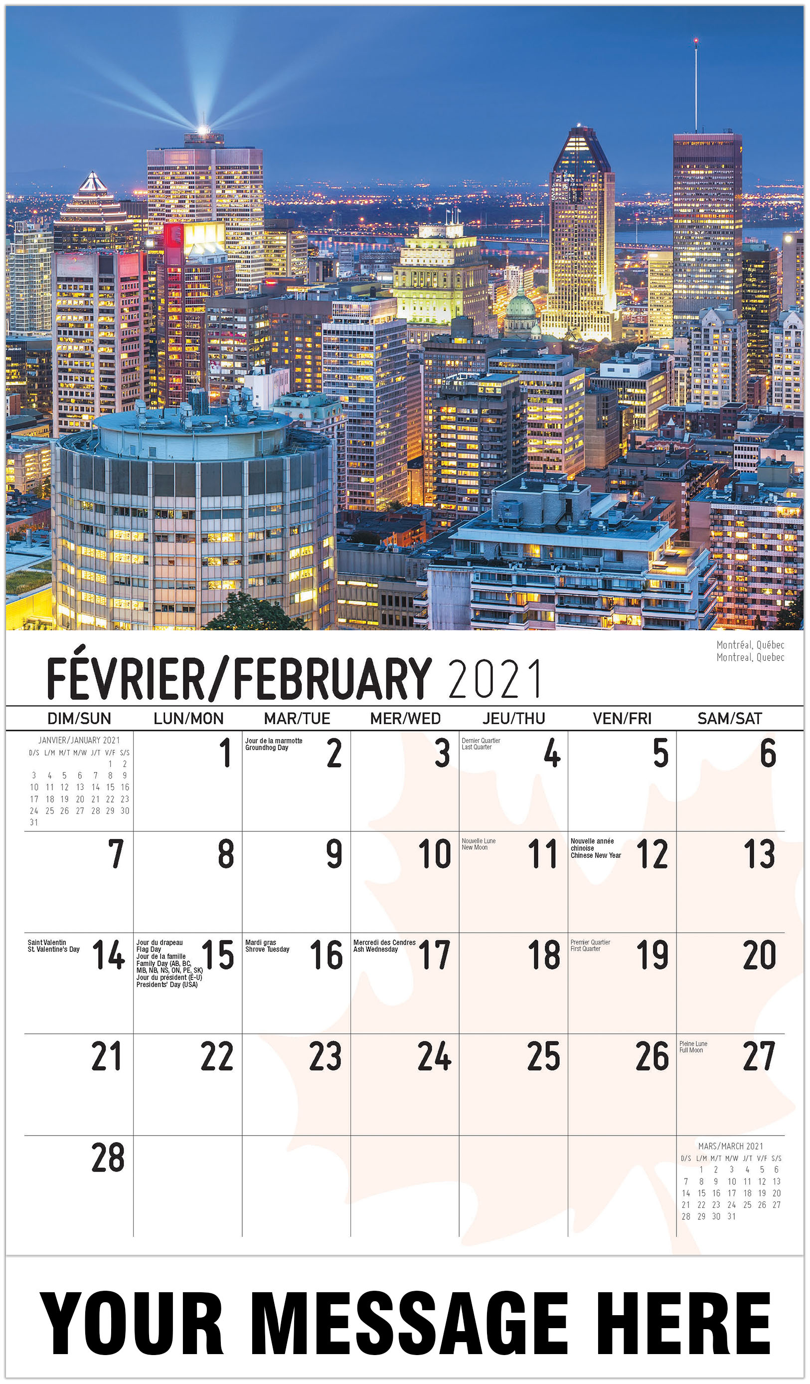 Bilingual 2021 Promotional Calendar Scenes Of Canada Scenes Du Canada