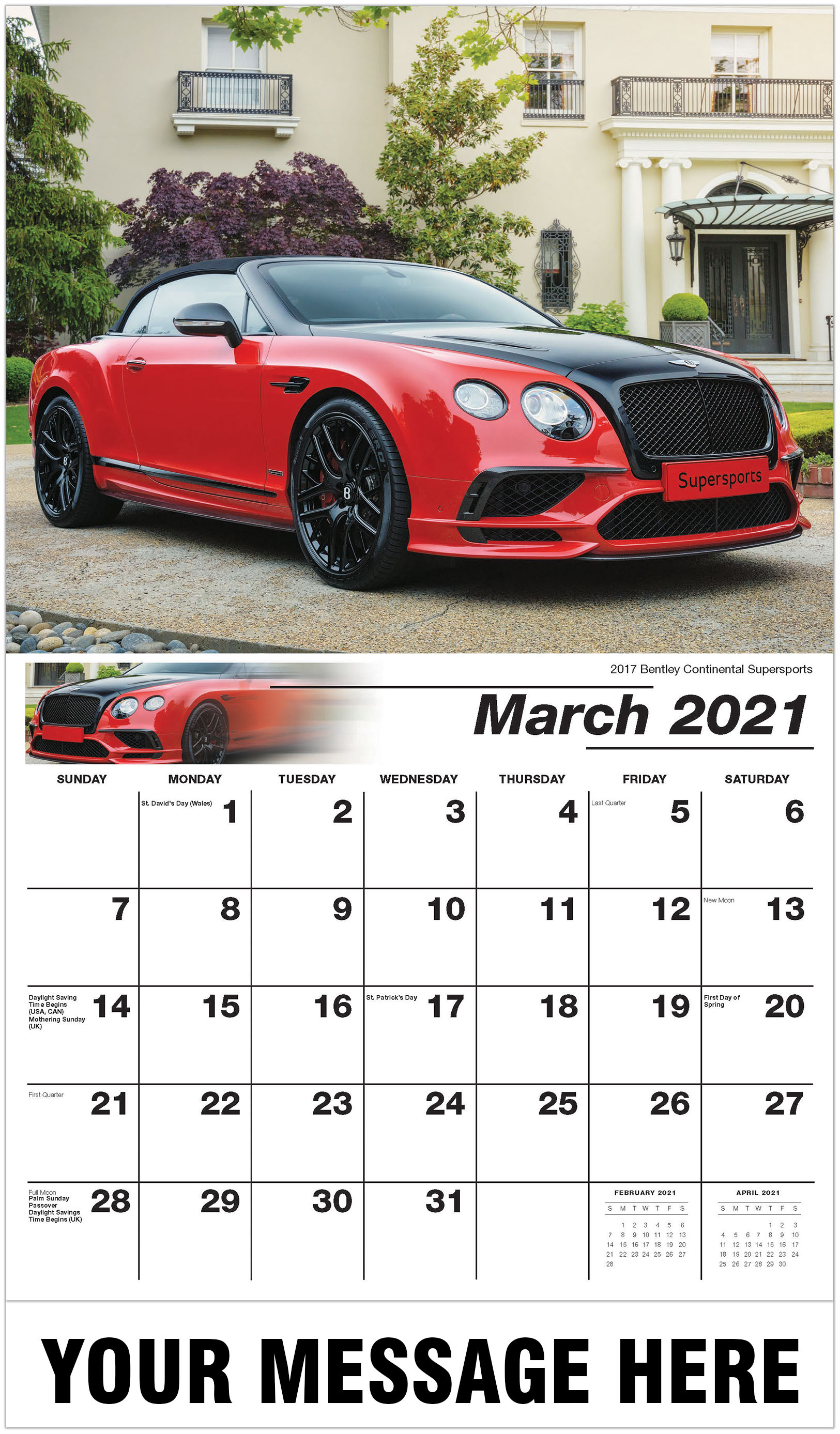 2021 Business Promotional Calendars | Exotic Cars Promo Calendar