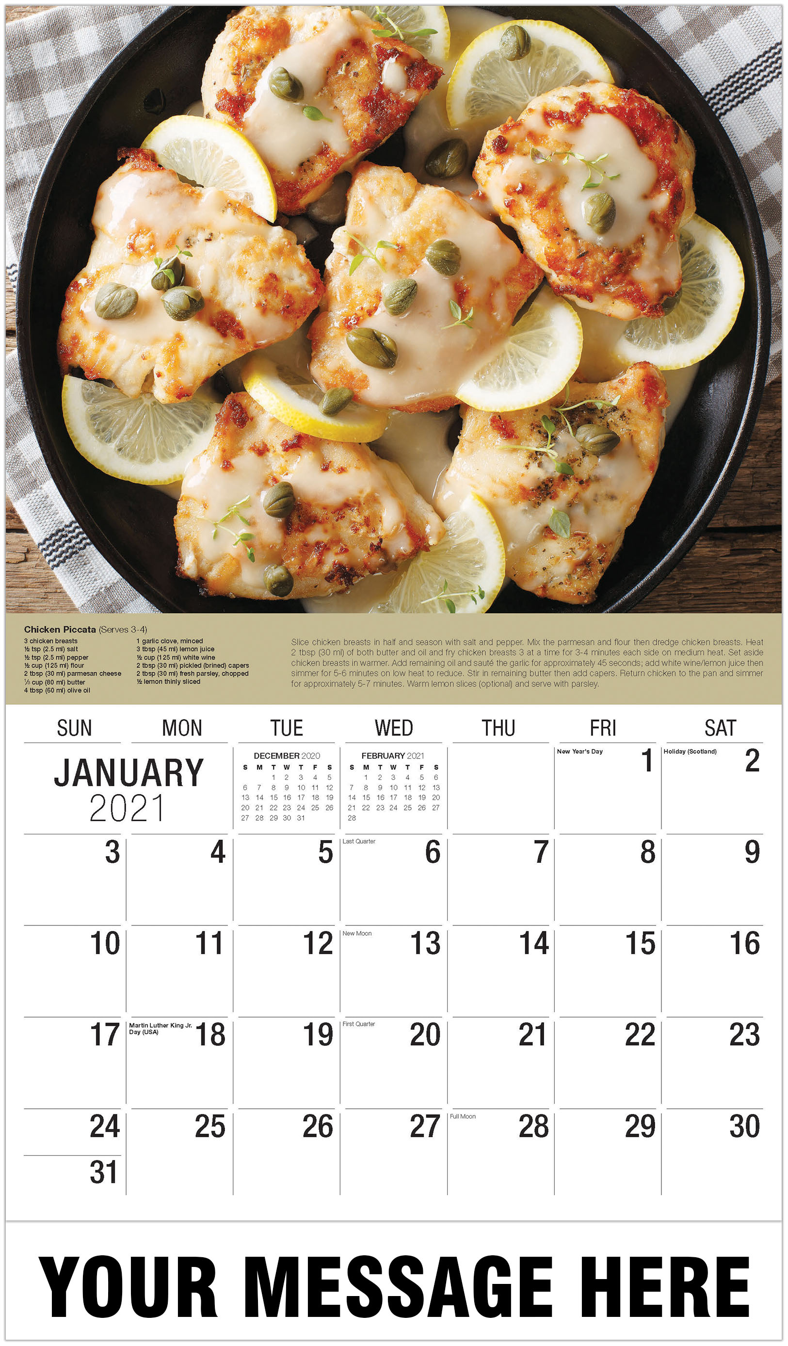 2021 Recipes Promotional Calendar | Wall Calendars for Business Advertising