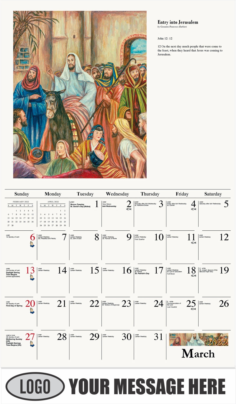 Catholic Art 2022 Promotional Calendar | Fundraising and Business Promotion