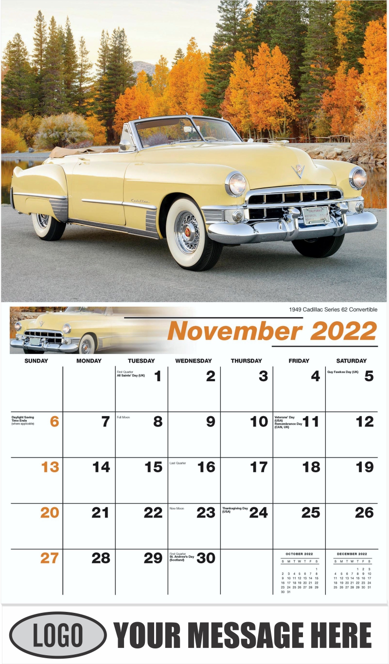 2022 Business Promo Calendar Vintage GM Car Calendar low as 65¢