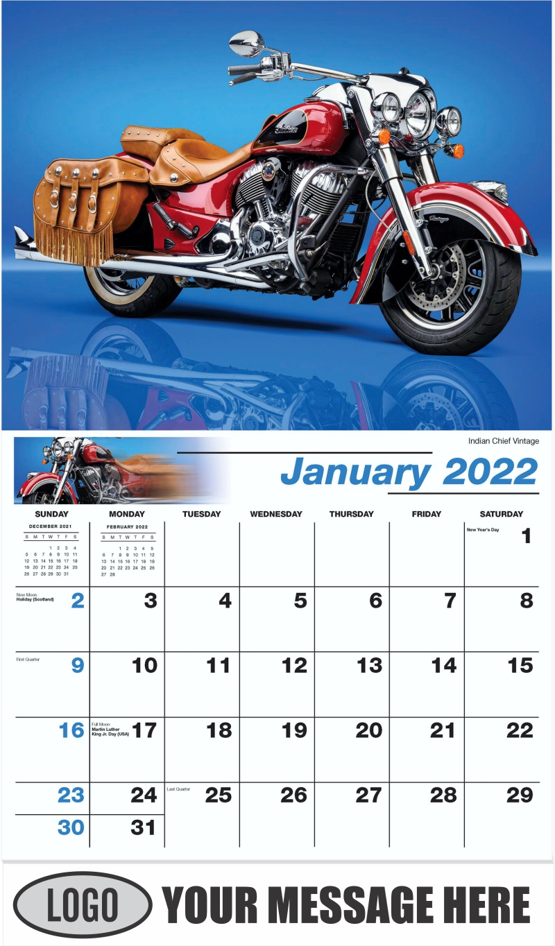 2022 Business advertising calendar Custom Motorcycles low as 65¢