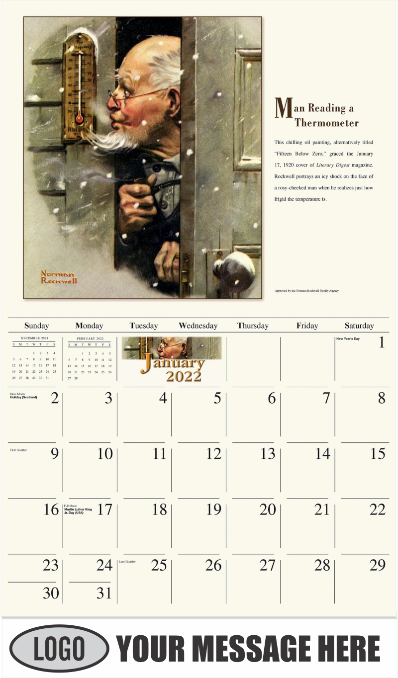 Norman Rockwell Art 2022 Business Promotion Calendar low as 65¢