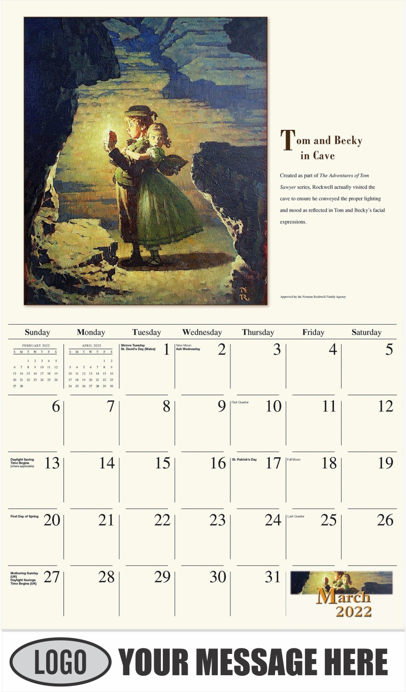 Norman Rockwell Art 2022 Business Promotion Calendar low as 65¢