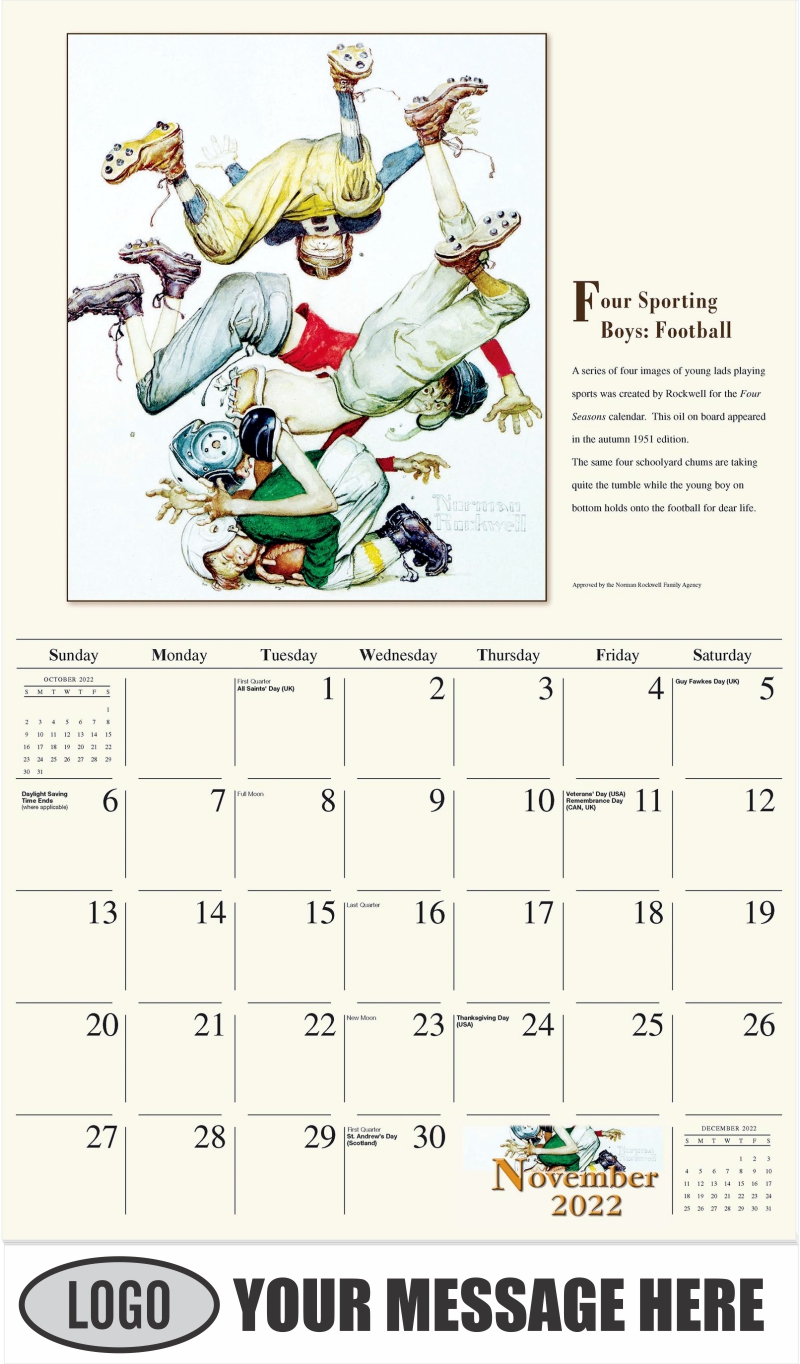 Norman Rockwell Art | 2022 Business Promotion Calendar | low as 65¢
