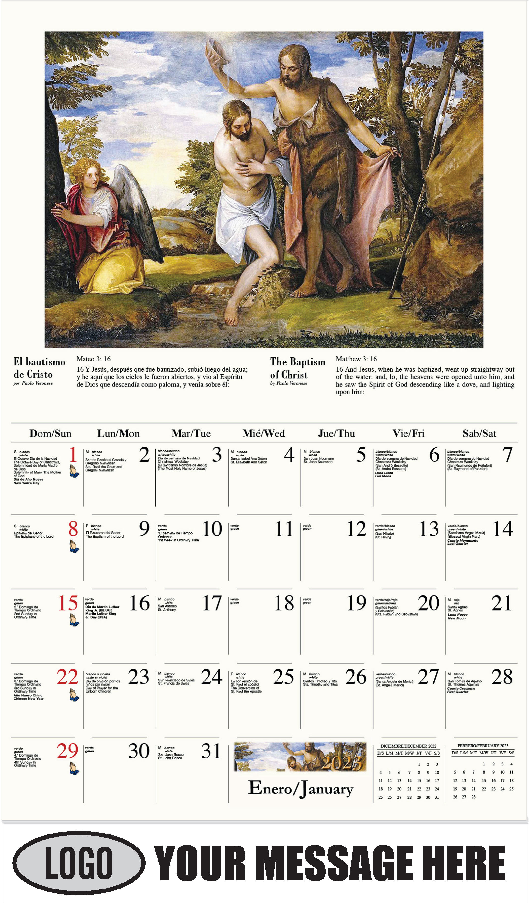 2023 Promotional Calendar | Catholic Art Bilingual | low as 65¢