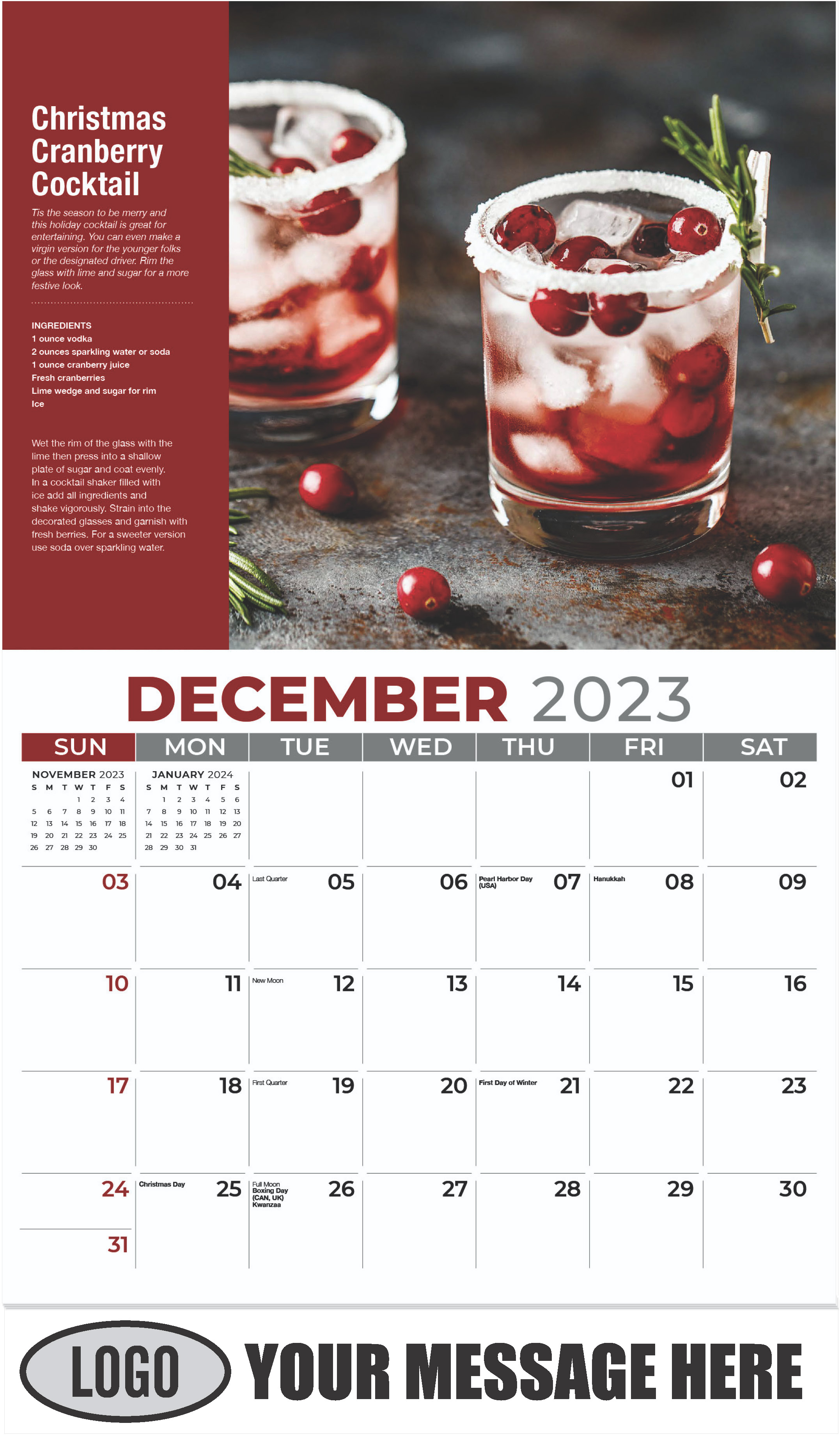 2023 Promotional Wall Calendar | Happy Hour - Cocktails | low as 65¢