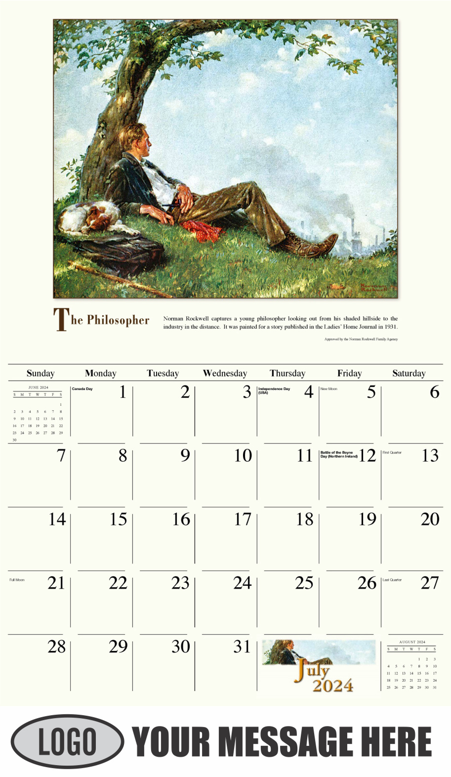 Norman Rockwell Art | 2024 Business Promotion Calendar | low as 65¢
