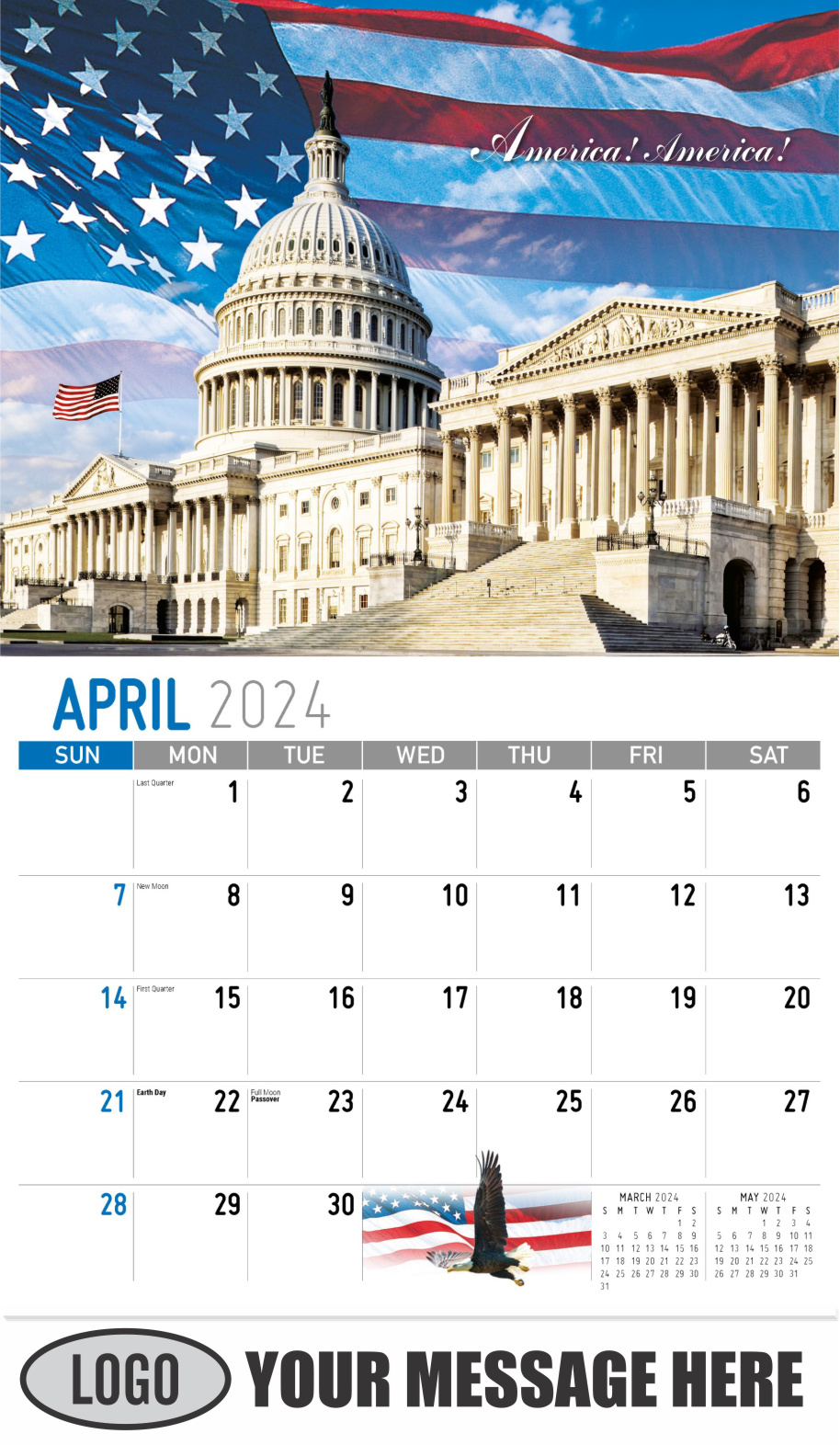 2024 Promotional Calendar America the Beautiful US Patriotism Calendar