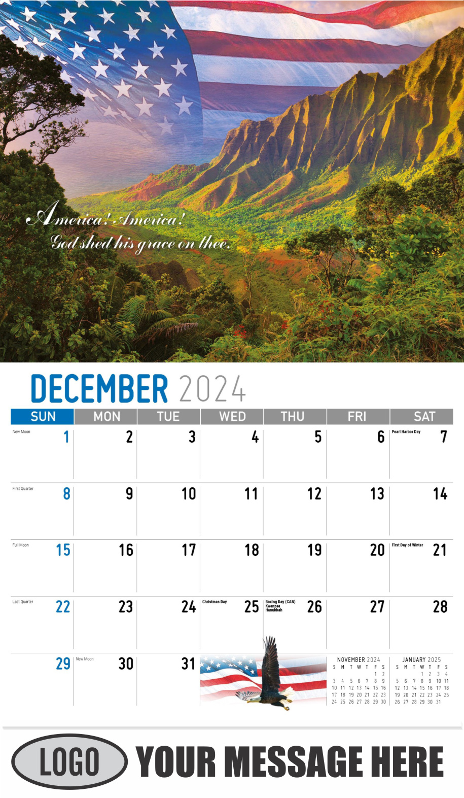 2024 Promotional Calendar America the Beautiful | US Patriotism Calendar