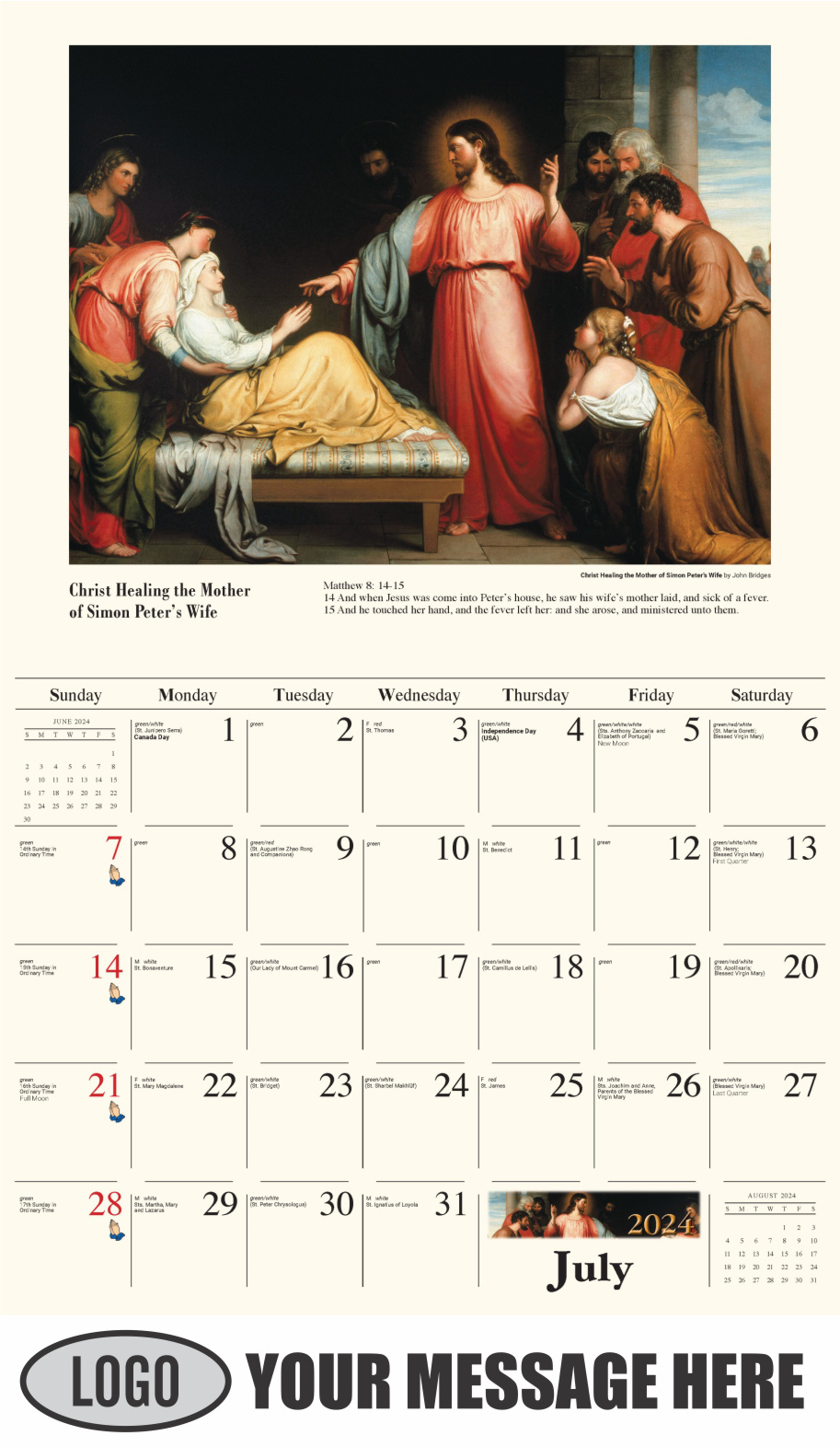 Catholic Art 2024 Promotional Calendar | Fundraising and Business Promotion