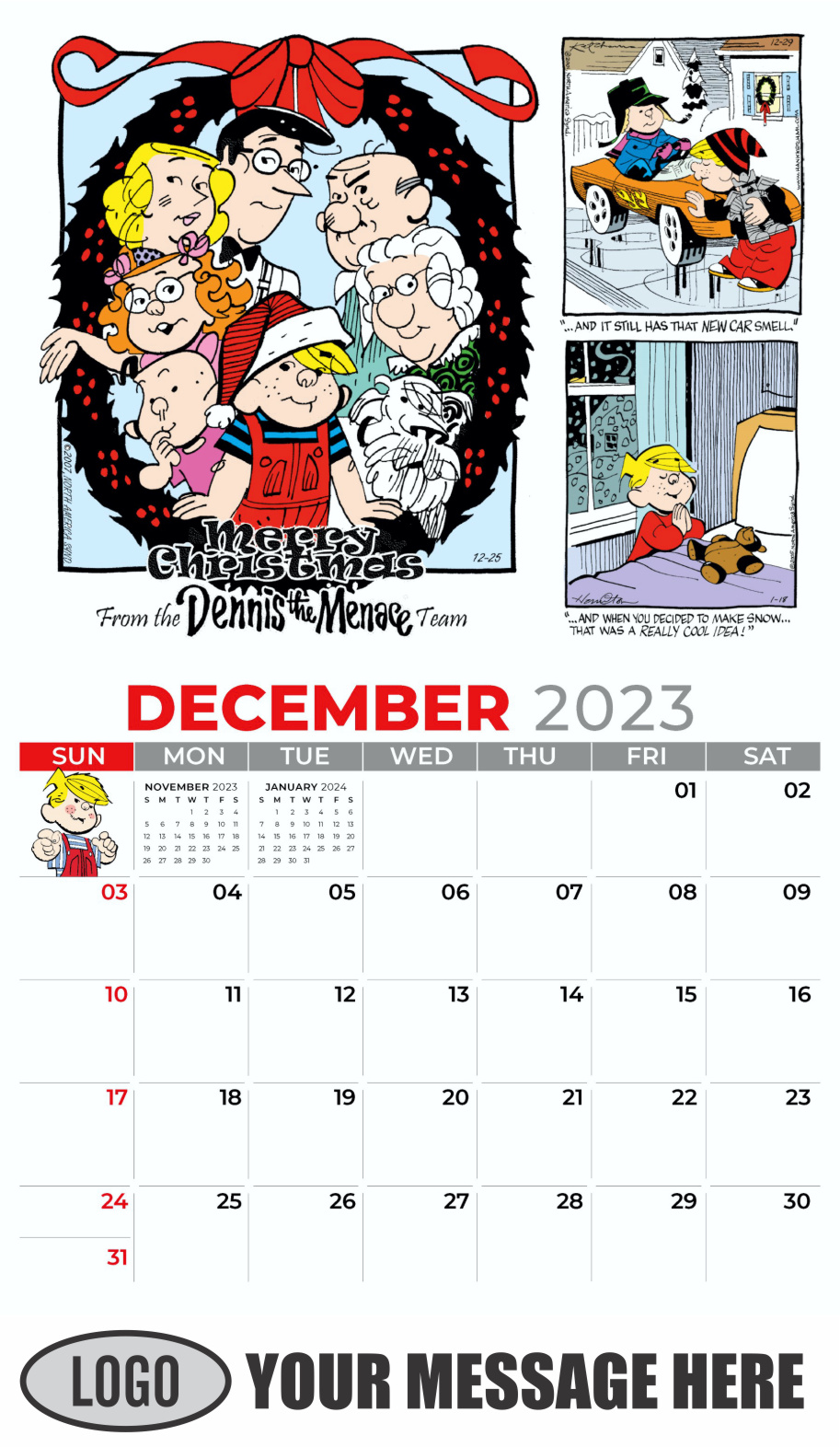 2024 Wall Calendar Dennis the Menace Art Business Advertising low