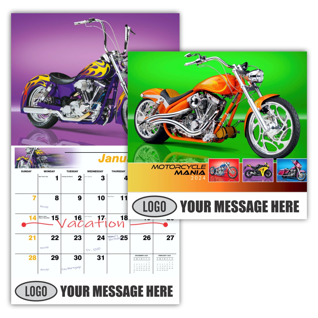 2024 Business advertising calendar Custom Motorcycles low as 65¢